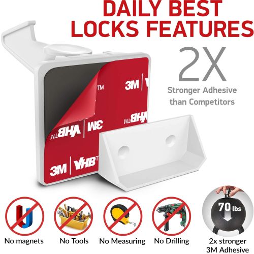  [아마존베스트]Daily Best Kitchen Cabinet Locks Child Safety - Adhesive Child Proof Cabinet Locks - Baby Safety Cabinet Locks - Quick and Easy Child Locks for Cabinets and Drawers - Corner & Door Guards, So