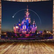 DBLLF Beautiful Cartoon Castle Tapestry Architecture Building City Castle Amusement Park Castle World Hanging Tapestries for Boy Girl Kids Bedroom Living Room Dorm 80X60 Inches DBL