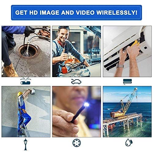  [아마존 핫딜]  [아마존핫딜]DBPOWER 2MP HD WiFi Endoscope Semi-Rigid Cable 6 Adjustable Led IP67 Waterproof Borescope Inspection Snake Camera for Android, iPhone, iPad, Samsung&Tablet (3.5M/11.5ft)