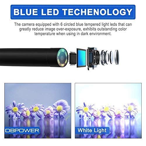  [아마존 핫딜]  [아마존핫딜]DBPOWER 2MP HD WiFi Endoscope Semi-Rigid Cable 6 Adjustable Led IP67 Waterproof Borescope Inspection Snake Camera for Android, iPhone, iPad, Samsung&Tablet (3.5M/11.5ft)