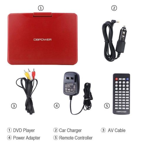  [아마존 핫딜]  [아마존핫딜]DBPOWER 9.5-Inch Portable DVD Player with Rechargeable Battery, SD Card Slot and USB Port - Red