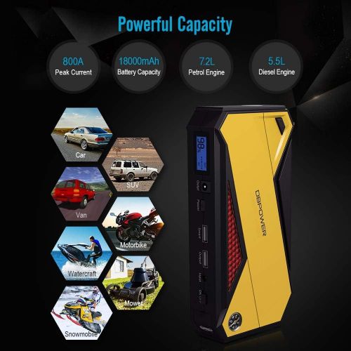 [아마존 핫딜] [아마존핫딜]DBPOWER 600A Peak 18000mAh Portable Car Jump Starter (up to 6.5L Gas/ 5.2L Diesel Engine) Portable Battery Booster with Smart Charging Port, Compass, LCD Screen & LED Flashlight (Y
