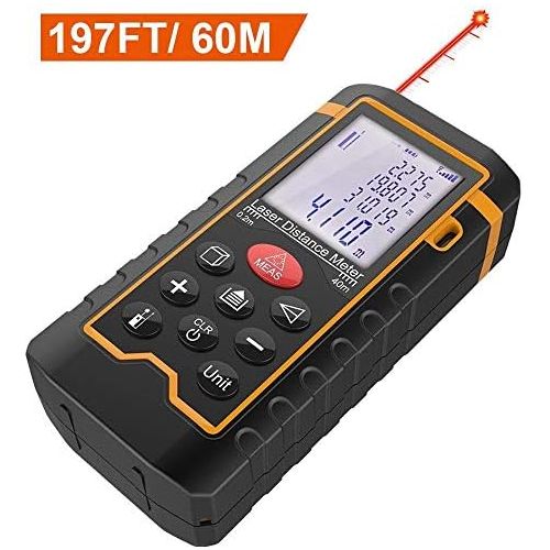  [아마존 핫딜] [아마존핫딜]DBPOWER Digital Laser Measure 197FT/ 60M , Laser Distance Meter with Backlit LCD Screen, Single-distance Measurement/ Continuous Measurement/ Area/ Pythagorean Modes