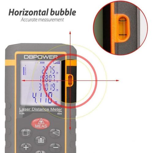  [아마존 핫딜] [아마존핫딜]DBPOWER Digital Laser Measure 197FT/ 60M , Laser Distance Meter with Backlit LCD Screen, Single-distance Measurement/ Continuous Measurement/ Area/ Pythagorean Modes