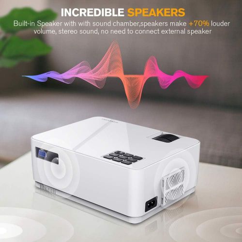  [아마존 핫딜] DBPOWER L21 LCD Video Projector, 4200L 1080P 1920x1080 Supported Full HD Mini Movie Projector with HDMIx2/USB/SD/AV Ports, Compatible with Smartphone/VGA/TV/PS4/DVD Ideal for Home