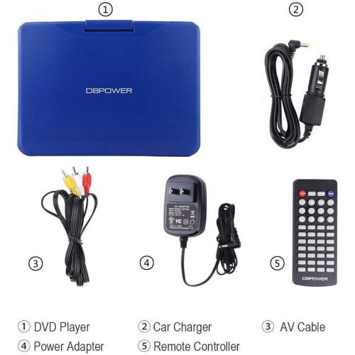  [아마존베스트]DBPOWER 9.5-Inch Portable DVD Player with Rechargeable Battery, SD Card Slot and USB Port - Blue