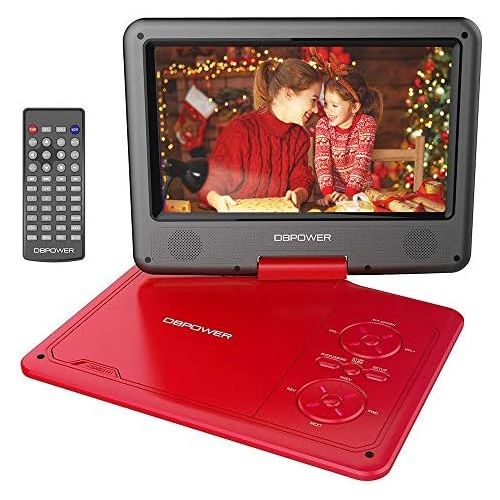  [아마존베스트]DBPOWER 9.5-Inch Portable DVD Player with Rechargeable Battery, SD Card Slot and USB Port - Red