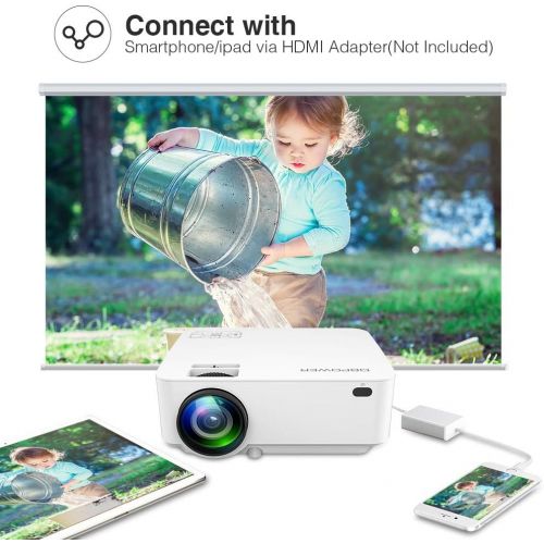  [아마존베스트]DBPOWER Mini Projector, 176 Display 1080P Full HD LED Movie Projector, 50,000 Hours Lamp Life Home Theater Video Projector with HDMI Cable, Compatible with USB SD VGA AV TV Laptop