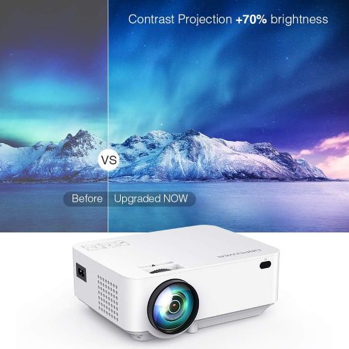  [아마존베스트]DBPOWER Mini Projector, 176 Display 1080P Full HD LED Movie Projector, 50,000 Hours Lamp Life Home Theater Video Projector with HDMI Cable, Compatible with USB SD VGA AV TV Laptop