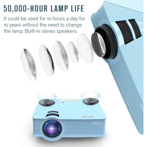  [아마존베스트]Mini Projector, DBPOWER GP15 +50% Brighter Portable LCD Mini Video Projectors,50000Hours Support 1080P HDMI USB SD Card VGA AV for Multimedia Home Cinema, Movie, TV, Laptops, Games