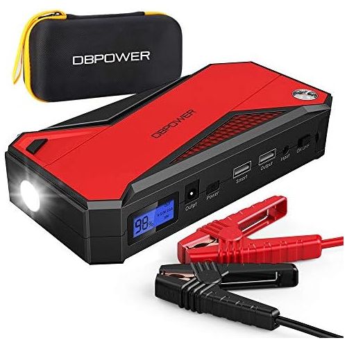  DBPOWER 600A 18000mAh Portable Car Jump Starter (up to 6.5L Gas, 5.2L Diesel Engine) Battery Booster and Phone Charger with Smart Charging Port (Black/Red)