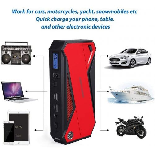  DBPOWER 600A 18000mAh Portable Car Jump Starter (up to 6.5L Gas, 5.2L Diesel Engine) Battery Booster and Phone Charger with Smart Charging Port (Black/Red)