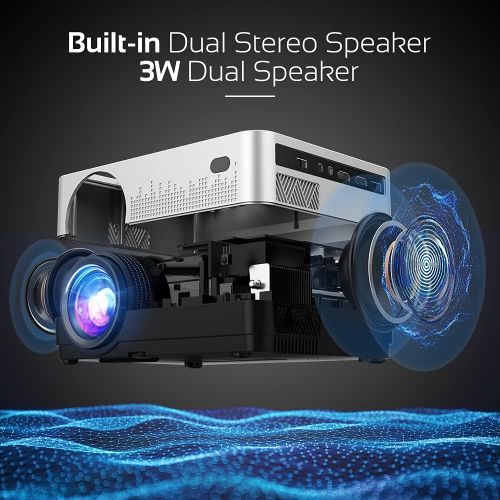  DBPOWER WiFi Projector, Upgrade 8500L Full HD 1080p Video Projector with Carry Case, Support iOS/Android Sync Screen, Zoom&Sleep Timer, 4.3” LCD Home Movie Projector Compatible w/S