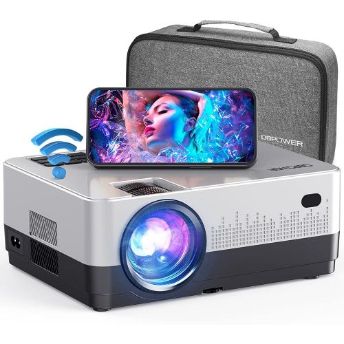  DBPOWER WiFi Projector, Upgrade 8500L Full HD 1080p Video Projector with Carry Case, Support iOS/Android Sync Screen, Zoom&Sleep Timer, 4.3” LCD Home Movie Projector Compatible w/S