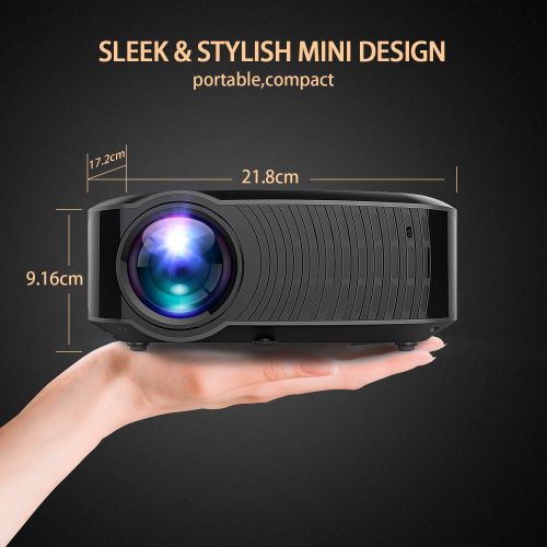  Video Projector, DBPOWER 120 ANSI Home Projector 176 Display 50,000 Hours LED Portable Video Projector 1080P, Compatible with HDMI,AV, USB, SD, Amazon Fire TV Stick for Home Cinema