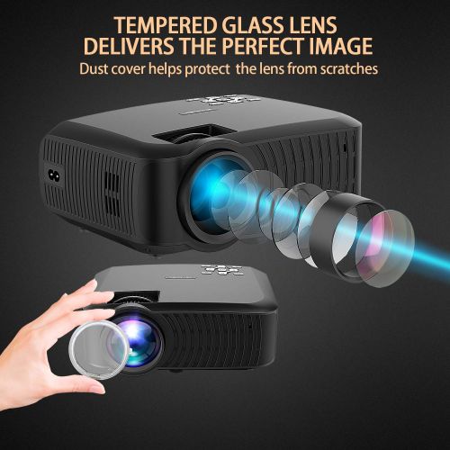 Video Projector, DBPOWER 120 ANSI Home Projector 176 Display 50,000 Hours LED Portable Video Projector 1080P, Compatible with HDMI,AV, USB, SD, Amazon Fire TV Stick for Home Cinema