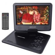 DBPOWER 9.5 Portable DVD Player with Swivel Screen, 5-Hour Built-in Rechargeable Battery, Support CD/DVD/SD Card/USB, with Car Charger and Power Adaptor (Black)