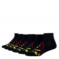 6 Pack Mens DC Shoes Black Quarter Crew Socks Rasta Logo