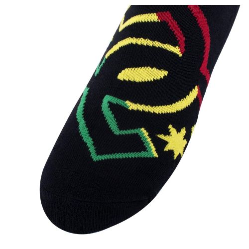  6 Pack Mens DC Shoes Black Quarter Crew Socks Rasta Logo