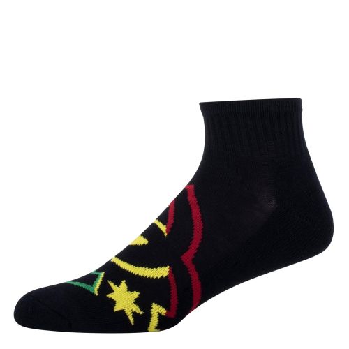  6 Pack Mens DC Shoes Black Quarter Crew Socks Rasta Logo