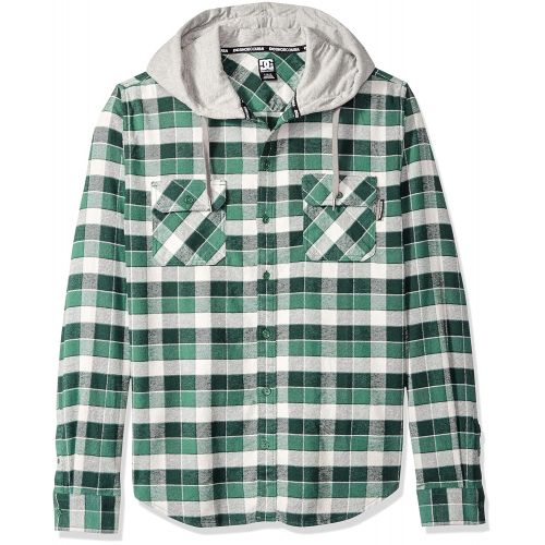  DC Mens Runnels Long Sleeve Hooded Flannel Shirt