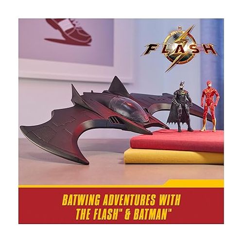  DC Comics, The Flash Ultimate Batwing Set The Flash and Batman Action Figures, 4-inch Playset Kids Toys for Boys and Girls 3 and Up