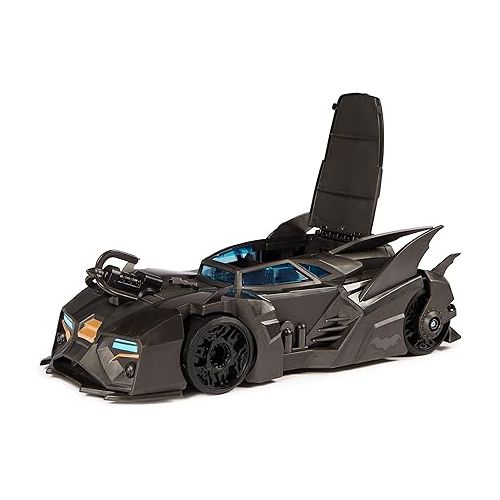  DC Comics, Crusader Batmobile Playset with Exclusive 4-inch Batman Figure, 3 Super-Villain Paper Figures, Kids Toys for Boys and Girls Ages 4+