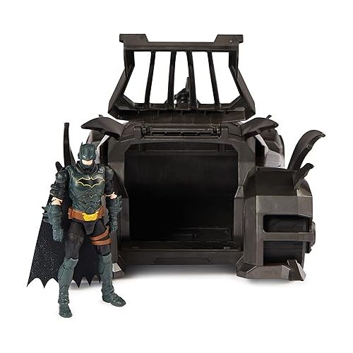  DC Comics, Crusader Batmobile Playset with Exclusive 4-inch Batman Figure, 3 Super-Villain Paper Figures, Kids Toys for Boys and Girls Ages 4+