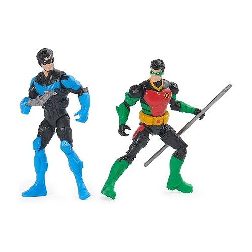  DC Comics, Batman, Team Up 4-Pack (Amazon Exclusive), Batman, The Joker, Robin, Nightwing 4-inch Action Figures, Super Hero Kids Toys for Boys & Girls