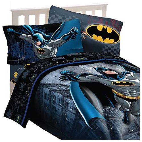  [아마존베스트]5pc DC Comics Batman Full Bedding Set Guardian Speed Comforter and Sheet Set