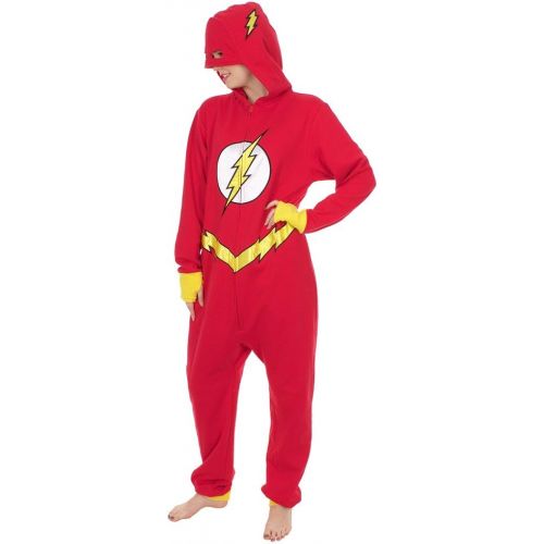  할로윈 용품DC Comics The Flash Adult Hooded One Piece Pajama