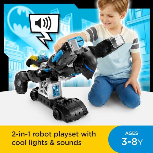  DC Super Friends Bat-Tech Batbot, Transforming 2-in-1 Batman Robot and Playset with Lights and Sounds for Kids Ages 3-8 Multi