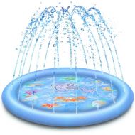 DCAUT Outdoor Water Play Sprinklers for Kids 68 Pool Sprinkler Pad Outside Water Splash Mat Summer Toddler Toys