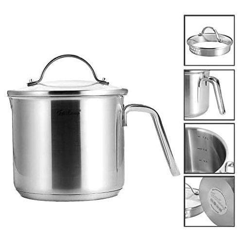  1.5 Quart Stainless Steel Saucepan With Pour Spout, Saucepan With Lid, Mini Milk Pan With Spout - Perfect For Boiling Milk, Sauce, Gravies, Pasta, Noodles