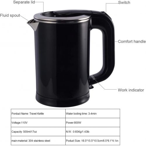  [아마존베스트]DCIGNA Electric Tea Kettle, 1L Stainless Steel Travel Kettle, Portable Hot Water Kettle, Auto Shut-off & Fast Boiling, Dry Protection, Suitable For Coffee, Tea, 1000W