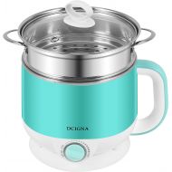 [아마존베스트]DCIGNA 1.5L Electric Cooker Hot Pot Egg Cooker SUS 304 Stainless Steel Shabu Shabu Hot Pot With Free Stainless Steel Rack 110V 600W - For Boiling Water Eggs, Cooking Noodles (Blue)