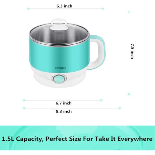  [아마존베스트]DCIGNA 1.5L Electric Cooker Hot Pot Egg Cooker SUS 304 Stainless Steel Shabu Shabu Hot Pot With Free Stainless Steel Rack 110V 600W - For Boiling Water Eggs, Cooking Noodles (Blue)