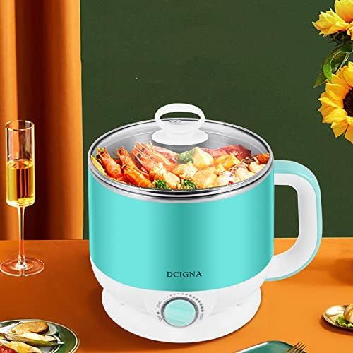  [아마존베스트]DCIGNA 1.5L Electric Cooker Hot Pot Egg Cooker SUS 304 Stainless Steel Shabu Shabu Hot Pot With Free Stainless Steel Rack 110V 600W - For Boiling Water Eggs, Cooking Noodles (Blue)