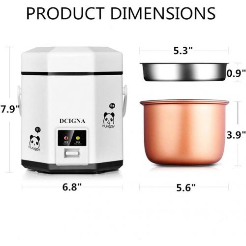  [아마존베스트]DCIGNA 1.2L Mini Rice Cooker, Electric Lunch Box, Travel Rice Cooker Small, Removable Non-stick Pot, Keep Warm Function, Suitable For 1-2 People - For Cooking Soup, Rice, Stews, Gr