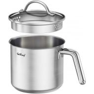 DCIGNA 1.5 Quart Stainless Steel Saucepan With Pour Spout, Saucepan With Lid, Mini Milk Pan With Spout - Perfect For Boiling Milk, Sauce, Gravies, Pasta, Noodles