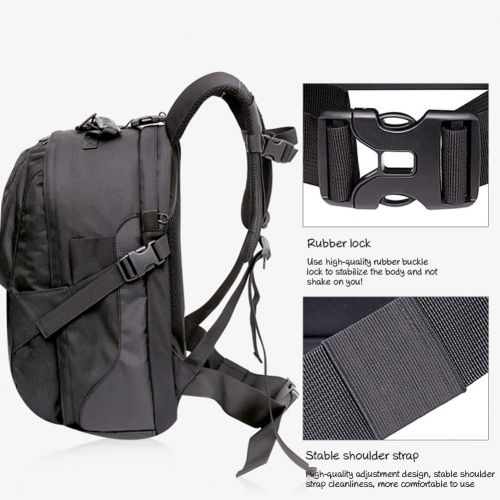  DCRYWRX Camera Bag Multi-Function Waterproof SLRDSLR Cameras Backpack and Wear-Resistant Anti-Theft Backpack, Black