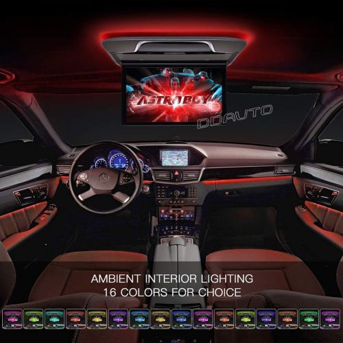  DDAUTO Android 6.0 IPS Car Roof Mount MP5 Player 13 inch Flip Down Multimedia Monitor, FM, HDMI, Bluetooth, USB, SD Card Ambient Lighting Design (Smart 4K) Beige