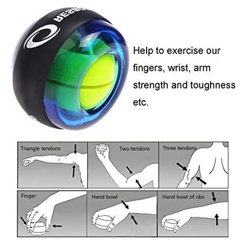  [아마존베스트]DDDD store Energy Ball for Hand and Arm Muscles Training with Grip Band and Highly Resistant Plastic Housing - Manual Trainer, Rotating Ball