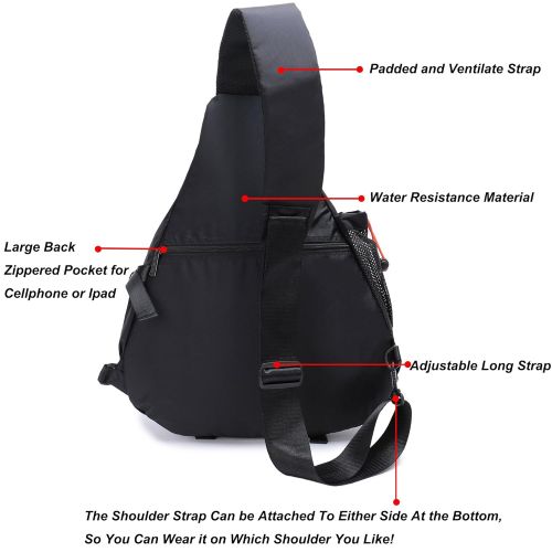  DDDH Sling Bags Chest Backpack Crossbody Book Bag For School Travel Daypack ( Black)