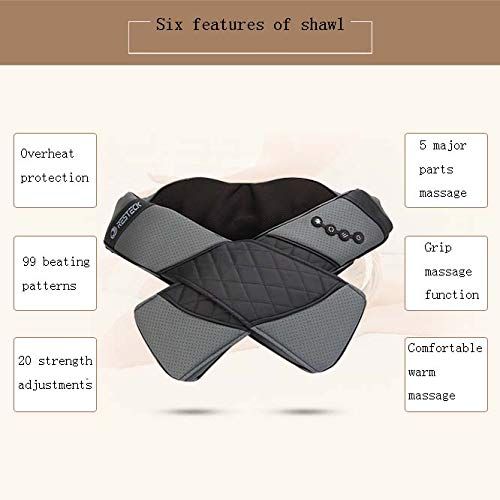  DDFBUS Neck and Shoulder Cervical Massager Hot Kneading Car Massage Shawl Cervical New Massage Shawl,Black