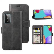 DDJ for Samsung Galaxy A52 5G Case,Cover Flip TPU&PU Leather Case with Kickstand, Multi-Function Magnetic Suction Strong Closure Wallet Phone Case for Galaxy A52 5G (Black)