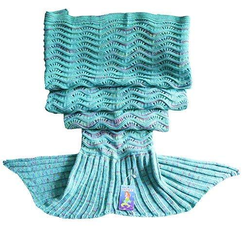  DDMY ＤDMY Mermaid Tail Blanket Crochet Mermaid Blankets Seasons Warm Soft Handmade Sleeping Bag Best Birthday Christmas gift For Kids Teens Adult 74x35 Mint Green