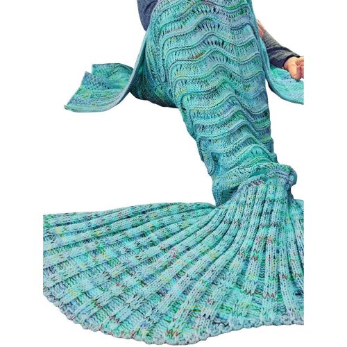  DDMY ＤDMY Mermaid Tail Blanket Crochet Mermaid Blankets Seasons Warm Soft Handmade Sleeping Bag Best Birthday Christmas gift For Kids Teens Adult 74x35 Mint Green