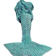 [아마존베스트]DDMY ＤDMY Mermaid Tail Blanket Crochet Mermaid Blankets Seasons Warm Soft Handmade Sleeping Bag Best Birthday Christmas gift For Kids Teens Adult 74x35 Mint Green