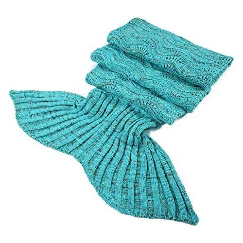 [아마존베스트]DDMY ＤDMY Mermaid Tail Blanket Crochet Mermaid Blankets Seasons Warm Soft Handmade Sleeping Bag Best Birthday Christmas gift For Kids Teens Adult 74x35 Mint Green